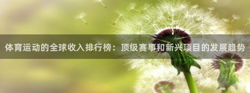 zyty中欧体育平台：体育运动的全球收入排行榜：顶级赛事和新兴项目的发展趋势